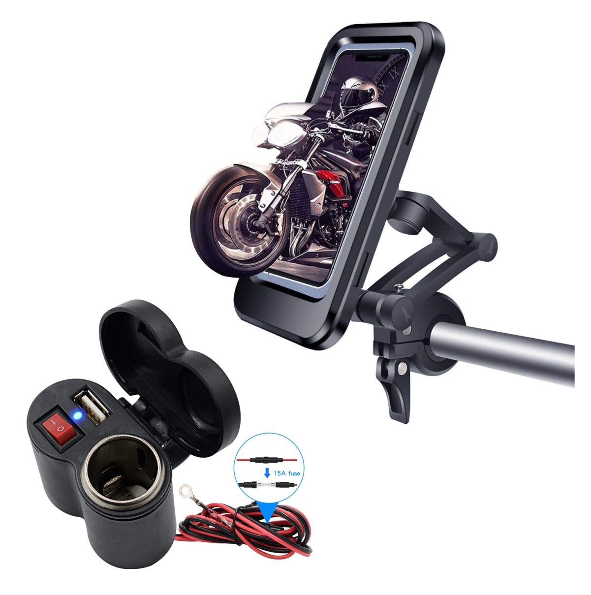 Miniatura 3 de Holder Moto HL-69 + Cargador Cigarrera